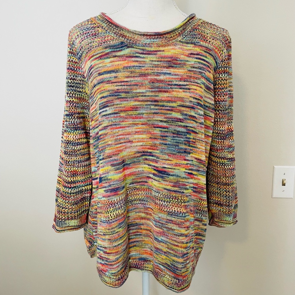 JohnPaulRichard Multicolor Speckled Lightweight Knit Sweater